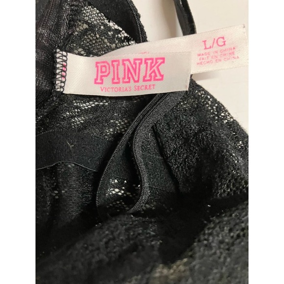 PINK by Victoria’s Secret Black Lace Bralette size L Lacy Padded  Underwire - Picture 8 of 9